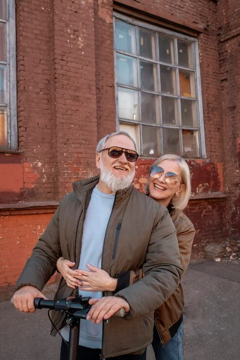 Happy senior couple exploring France